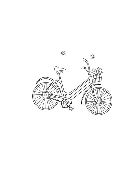 Bicycle Tattoo, Small Girly Tattoos, Bike Tattoos, D Tattoo, Tattoo Feminina, Girly Tattoos, Up Tattoos, Diy Mirror, Fine Line Tattoos