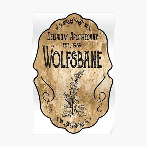 Wolfsbane Potion Label, Wolfsbane Potion, Apothecary Diy, Halloween Potion, Halloween Potion Bottles, Potion Labels, Halloween Potions, Potion Bottles, Magical Creature