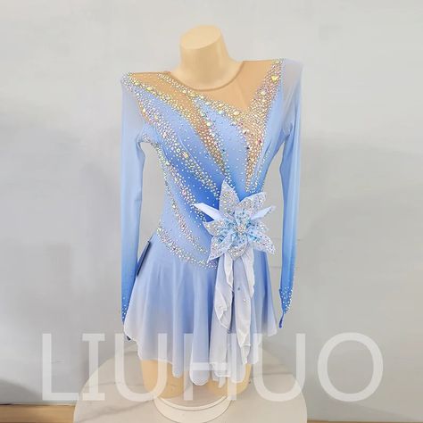 Title: "Dazzling on Ice: High Quality Light Blue Skating Dress" When it comes to figure skating, the right attire can play a big role. Not only does it need to be comfortable and move freely, but it also needs to be eye-catching and elegant. If you're in the market for a stunning high-quality skate dress in light blue Blue Skating Dress, Solo Dance, Figure Skating Dress, Ice Skate, Skating Dress, Figure Skating Dresses, Skating Dresses, Ice Skating, Figure Skating