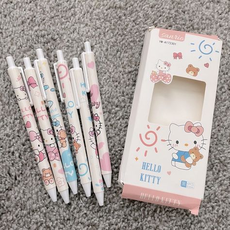 Brand New In Box 6 Pc Hello Kitty Pen Set. Box Is A Little Damaged, But Is Brand New. Black Ink. Hello Kitty Supplies, Hello Kitty School Supplies, Hello Kitty Pen, Hello Kitty Office, Hello Kitty School, Hello Kitty Black, Green Bay Packers Shirts, Kitty Art, Hello Kitty Art