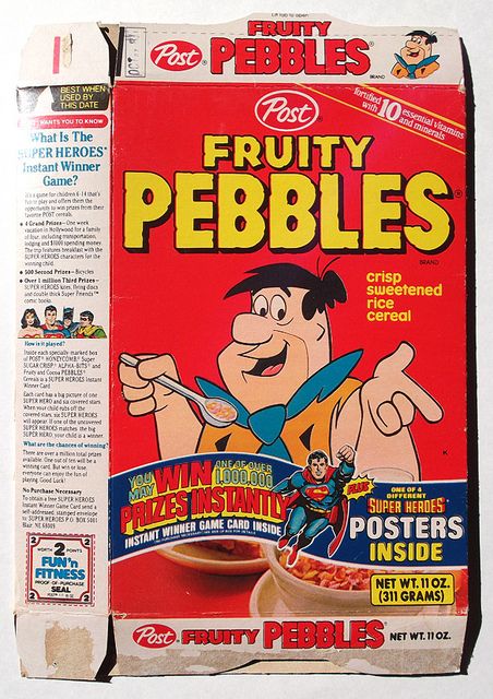 Digging the toy out of the cereal box Cereal Packaging, Fruity Pebbles Cereal, Pebbles Cereal, Kids Cereal, Sejarah Kuno, Dc Super Heroes, Cereal Killer, Rice Cereal, Fruity Pebbles