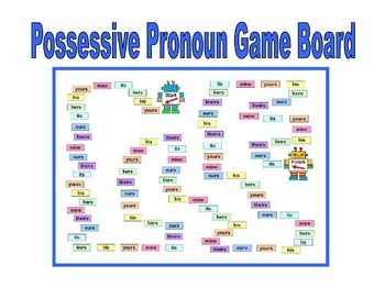 Possessive Pronoun Center Activity for small groups or literacy station work during guided reading. Students read a sentence and choose the correct possessive pronoun. Includes a game board and a set of task cards. Great for extra practice. Fun test prep Center. Pronoun Game, Possessive Pronouns Activities, Pronoun Games, Pronoun Activities, Nouns Activities, Verbs Activities, Possessive Nouns, Possessive Pronoun, 1st Grade Writing