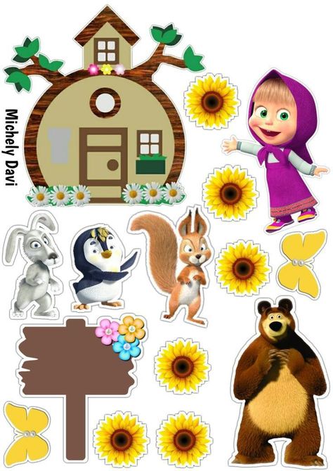 Fotos De Gabriela Lemus Em Decoración 84F Topper Marsha And The Bear, Masha And The Bear Cake Topper Printable, Masha Et Mishka, Graduation Cake Designs, Marsha And The Bear, Photo Cake Topper, Kids Art Galleries, Bear Cake Topper, Hello Kitty Printables