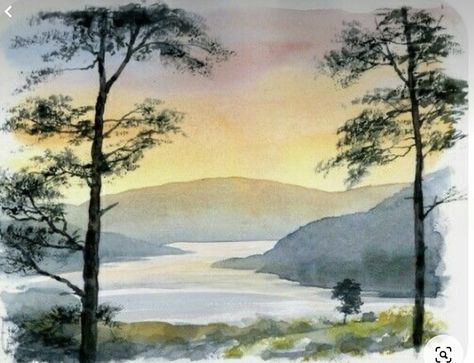 Landscape Paintings Watercolor, Watercolor Scenes, Watercolor Landscape Tutorial, Watercolour Landscapes, Easy Landscape Paintings, Paintings Landscape, Watercolor Art Landscape, Watercolour Landscape, Paintings Watercolor