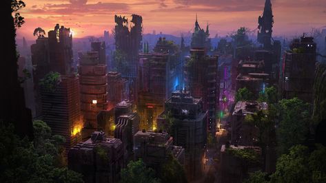 digital art #city #futuristic fantasy art #building #sunset science fiction #1080P #wallpaper #hdwallpaper #desktop Post Apocalyptic City, Post Apocalyptic Art, Scenery Art, Apocalypse Art, Plant Wallpaper, Sunset Wallpaper, Futuristic City, City Wallpaper, Cyberpunk Art