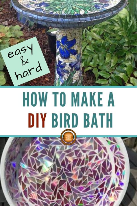 DIY bird bath tutorials Diy Bird Bath Ideas, Bird Bath Diy, Bird Baths Homemade, Bird Bath Ideas, Charming Backyard, Bath Top, Bath Diy, Hanging Bird Bath, Mosaic Birdbath