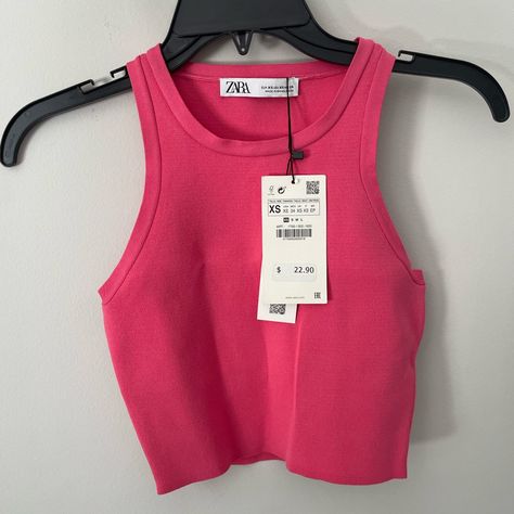 Zara Cropped Pink Tank, Size Xs, Perfect Condition Zara Ribbed Top, Zara Croptop, Zara Halter Top, Fashion Collection Inspiration, Summer Wishlist, Cropped Pink, Zara Tank Top, Black Cropped Tank, Black Crop Top Tank