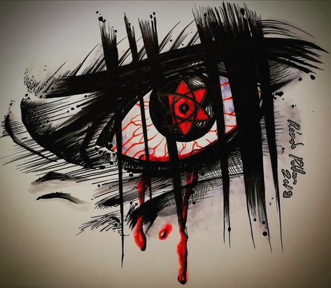 Eye Sharingan, Sharingan Drawing, Sasuke Eyes, Trash Polka Art, Anime Sasuke, Naruto Sharingan, Samurai Tattoo Design, Naruto Sketch Drawing, Cool Arm Tattoos