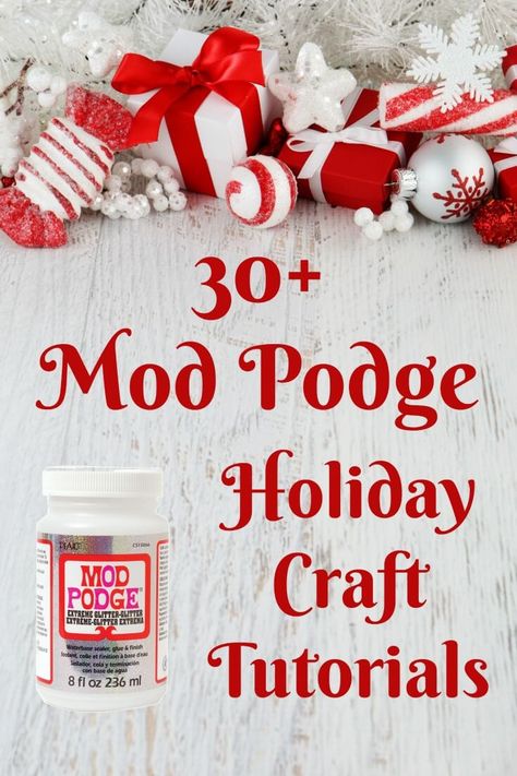 Get started with your decoupage projects for the holiday season early! Here is a huge collection of Mod Podge holiday crafts that you'll love. Christmas Mod Podge, Diy Modge Podge Projects, Mod Podge Painting, Modge Podge Crafts Christmas, Christmas Modge Podge Ideas, Christmas Mod Podge Crafts, Mod Podge Crafts Diy Gift Ideas, Mog Pog Crafts Diy, Modge Podge Fabric Ideas