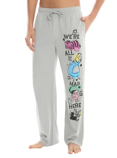 Disney Alice In Wonderland We're All Mad Here Guys Pajama Pants, GREY Sweatpants Design, Disney Clothing, Alice In Wonderland Disney, We're All Mad Here, Disney Alice In Wonderland, Disney Pajamas, Disney Clothes, Cute Sleepwear, Comfy Sweatpants