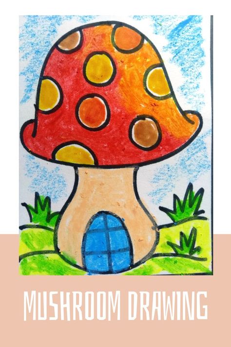 #mushroom drawing #mushroom drawing for kids #easy mushroom drawing #colorful mushroom drawing Easy Drawing Mushroom, Mushroom Drawing Easy, Cute Mushroom Drawing, Easy Mushroom Drawing, Pastel Drawing Easy, Draw A Mushroom, Drawing Easy For Kids, Oil Pastels Drawing, Drawing With Oil Pastels