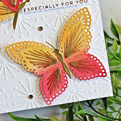 Stitching Dies, Sewn Cards, Paper Stitching, Card Stitching, Embroidered Cards, Card Embroidery, Butterfly Stitches, Spellbinders Dies, Stitched Cards