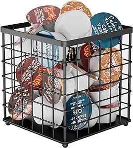 HORIAMIT Coffee Pod Holder Coffee Organizer, K Cup Holder for Counter K pod Container, Creamer Holder, Coffee Bar Accessories Basket Black K Pods Storage Coffee Organizer, Milk Balls, K Cup Storage, Keurig Coffee Pods, Nespresso Coffee Pods, Cup Organizer, Coffee Bar Accessories, Coffee Basket, Coffee Organization