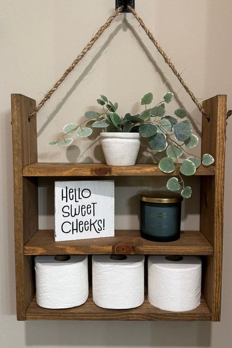 Wood Shelves Bedroom, Small Bathroom Shelves, Bathroom Remodel Plans, Rustic Bathroom Shelves, Toilet Shelves, Simple Bathroom Decor, Modern Rustic Living Room, Industrial Style Decor, Rustic Backdrop