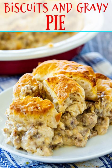 Biscuits and Gravy Pie Biscuit Pie, Pie Crust Top, Biscuits And Gravy Casserole, Southern Breakfast, Pies Recipes, Buttery Pie Crust, Sweet Potato Biscuits, Breakfast Casseroles, Southern Kitchen