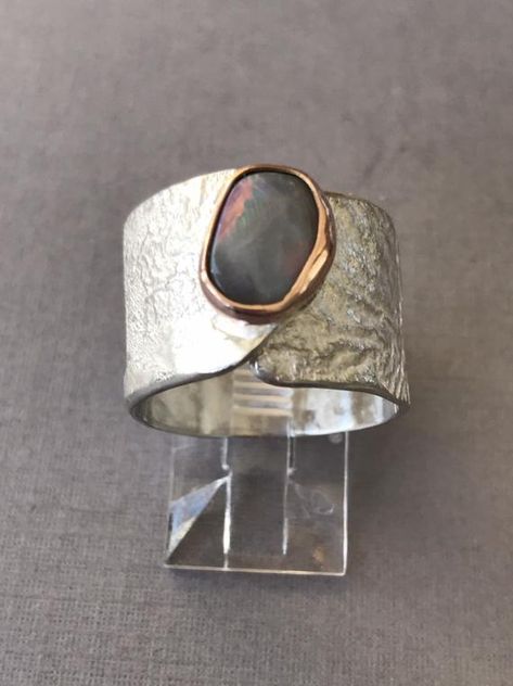 Opal ring - KLArmentDesigns Boulder Opal Ring, Lightning Ridge Opal, Raw Stone Ring, Sterling Silver Jewelry Rings, Lightning Ridge, Copper Rings, Rose Gold Earrings, Adjustable Ring, Opal Rings