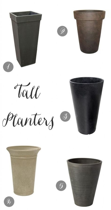 tall planters Front Porch Tall Planters, Tall Front Porch Planters, Outdoor Planters Front Door, Front Yard Planters, Tall Planters Front Door, Cheap Front Doors, Front Door Planters, I Love Plants, Big Planters