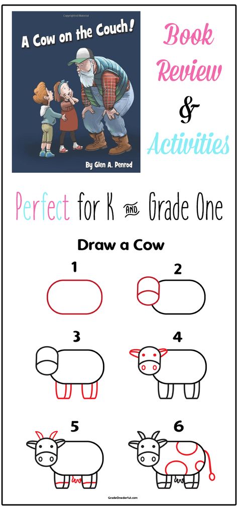 Cow on the Couch Book Review and Activities - This new book is perfect for early readers. It has easy repetitive text, with a great story line and fun surprise ending. Cow Directed Drawing, Books For Beginning Readers, Directed Drawing, Happy Cow, Author Studies, First Grade Resources, First Grade Reading, Review Activities, Reading Instruction