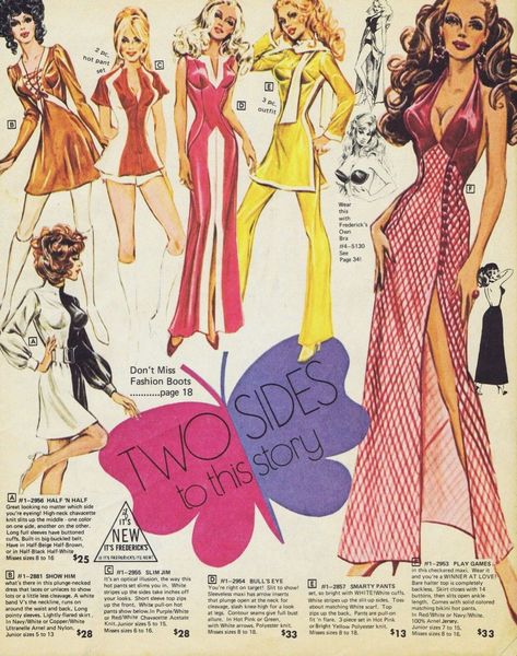 Fredericks Of Hollywood 1972 Moda Disco, 60s And 70s Fashion, 70s Inspired Fashion, Fashion Illustration Vintage, Smarty Pants, 20th Century Fashion, Fredericks Of Hollywood, Pants Vintage, Fashion Art Illustration