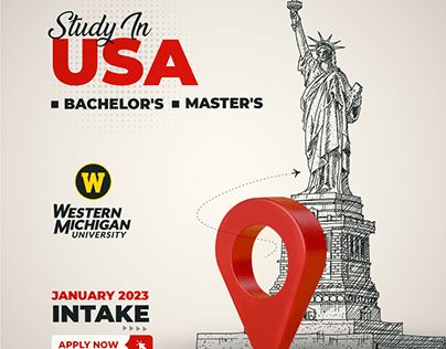 University Social Media, Study In Usa, Western Michigan University, Michigan University, Western Michigan, Social Media Banner, Media Post, Design Illustration, Social Media Post