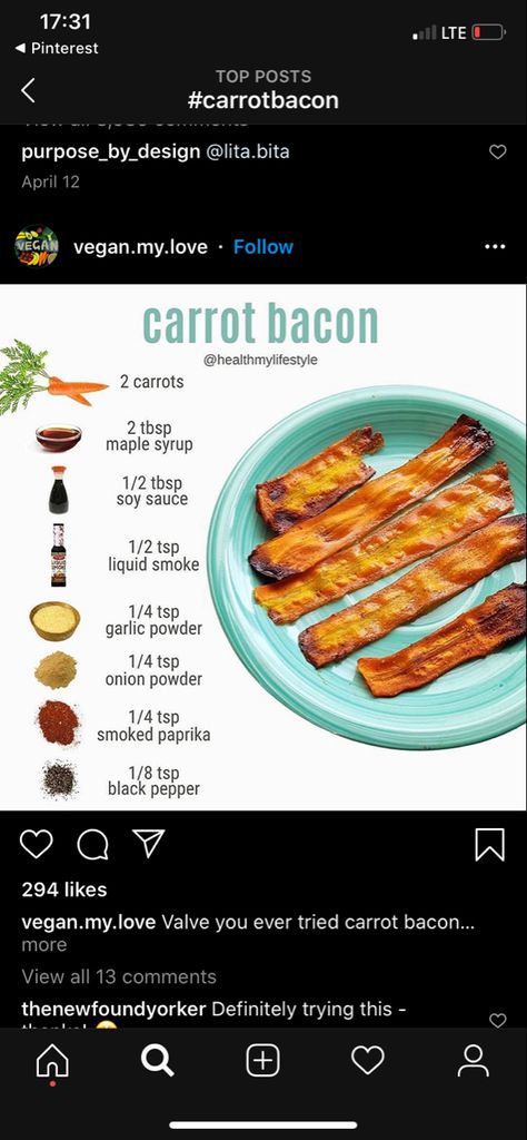 Tabatha Brown Vegan Recipes, Tabitha Brown Recipes, Tabitha Brown Vegan Recipes, Carrot Bacon Recipe, Carrot Bacon, Dr Sebi Alkaline Food, Veg Meals, Plant Diet, Tabitha Brown