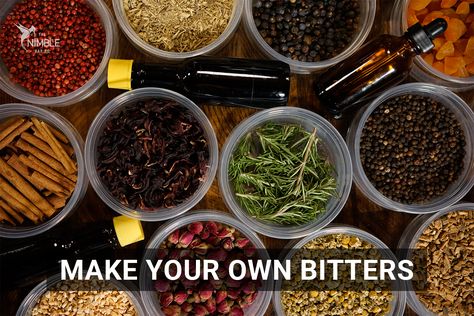 How to Make Your Own Bitters: The Art of Tincturing & Blending - Nimble Bar Co Diy Bitters Recipes, Herbal Bitters Recipe, Homemade Bitters Recipe, Herbal Bitters, Homemade Bitters, How To Make Bitters, Lavender Bitters, Mobile Bartender, Gift Recipes