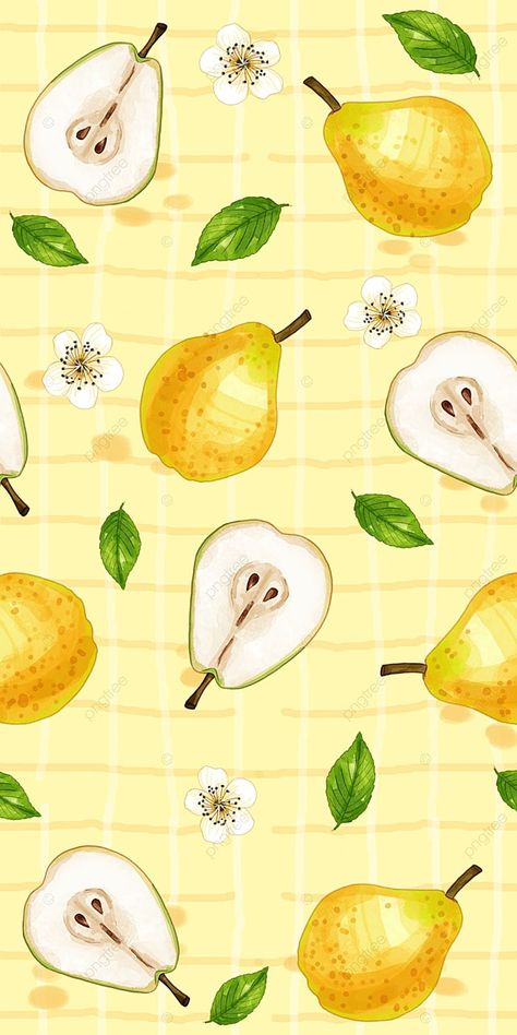 Pear Wallpaper, Gucci Flora, Pear Blossom, Sketches Pencil, Pear Fruit, Yellow Fruit, Ipad Background, Fruit Wallpaper, Art Sketches Pencil