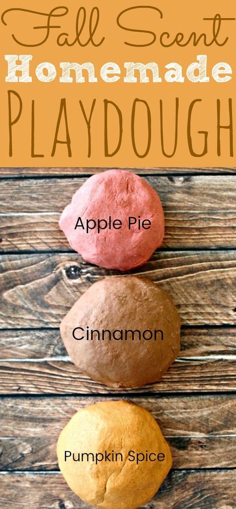 Fall Scented Playdough, Apple Pie Playdough, Cinnamon Playdough, Pumpkin Spice Playdough, Pumpkin Pie Playdough, Scented Playdough Recipe, Fall Playdough, Easy Homemade Playdough, Scented Playdough