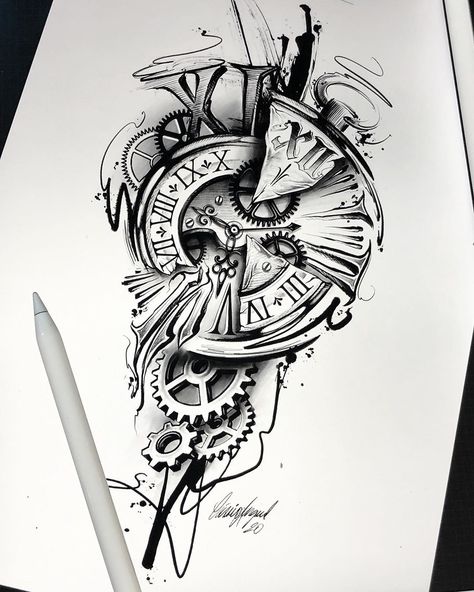 https://www.instagram.com/p/CDNCLXagFsR/?igshid=1sjcfepw444wx Tattoo Sleeve Men Arm, Time Clock Tattoo, Vertical Tattoo, Leg Sleeve Tattoos, Lower Arm Tattoos, Leg Tattoo Ideas, Chicano Tattoos Sleeve, Wolf Tattoo Sleeve, Animal Tattoo Ideas