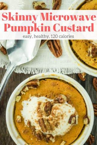 Microwave Pumpkin Custard that's ready in five minutes, tastes just like your favorite pumpkin pie filling, and has under 150 calories. Low Calorie Pumpkin Puree Recipes, Microwave Pumpkin, Thanksgiving Fruit, Weight Watchers Pumpkin, Crustless Pumpkin Pie, Custard Recipe, Slender Kitchen, Pumpkin Custard, Pumpkin Pudding