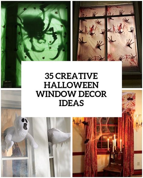 creative halloween window decor ideas cover Halloween Decorations Window, Diy Halloween Window Decorations, Halloween Window Decor, Diy Halloween Window, Window Decoration Ideas, Window Decor Ideas, Zombie Halloween Decorations, Halloween Window Display, Halloween Projector