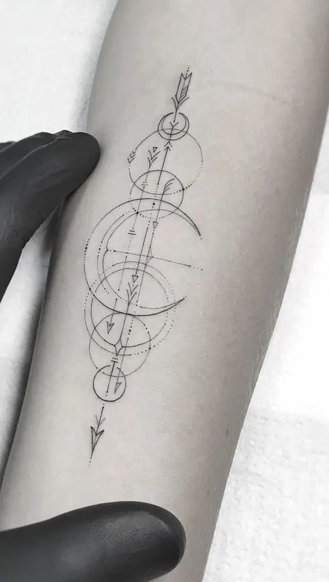 Geometric Tattoo Dotwork, Linear Geometric Tattoo, Journey Symbol Tattoo, Space Arm Tattoos For Women, Polkatrash Tattoo, Fineline Geometric Tattoo, Geometric Shoulder Tattoo, Fineline Arm Tattoo, Fine Line Geometric Tattoo