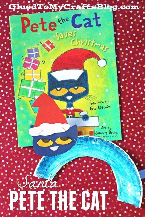 Pete The Cat Santa - Paper Plate Kid Craft Idea - Christmas DIY #gluedtomycrafts Paper Plate Santa, Santa Kids Crafts, Cards Making Ideas, Daycare Projects, Early Preschool, Kindergarten Christmas, Paper Plate Crafts For Kids, Christmas Centers, Cat Book