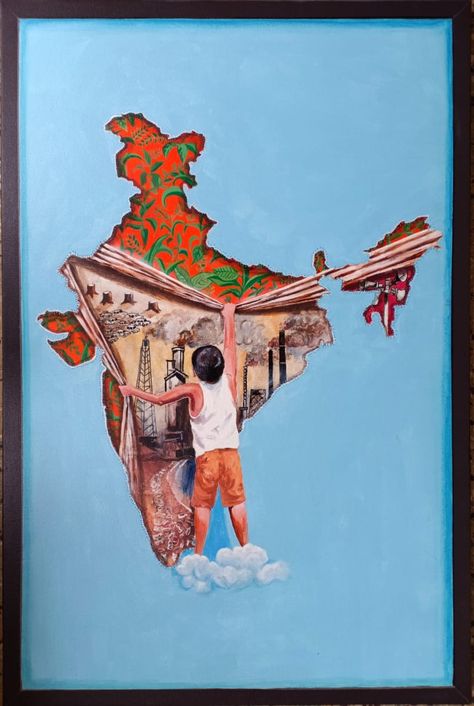 Swacch bharat abhiyan(acrylic on canvas) India In 2030 Painting, Swachhta Hi Seva Drawing, Swaccha Bharat Drawing, Swachata Drawing, Nature And Environment Painting, Swach Bharat Poster Design, Swatch Bharat Drawing Poster, Swachata Abhiyan Poster Drawing, Swatch Bharat Poster