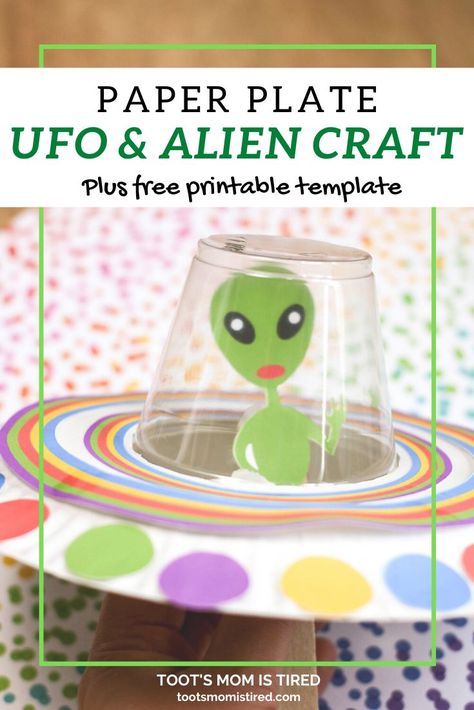 Easy Alien & UFO Paper Plate Craft for Kids | Space craft with free template. #kidscrafts #spacecrafts #aliencrafts Paper Plate Spaceship, Alien Arts And Crafts For Kids, Alien Arts And Crafts, Alien Template Free Printable, Alien Activities Preschool, Alien Crafts For Kids, Alien Activities, Ufo Craft, Spaceship Craft