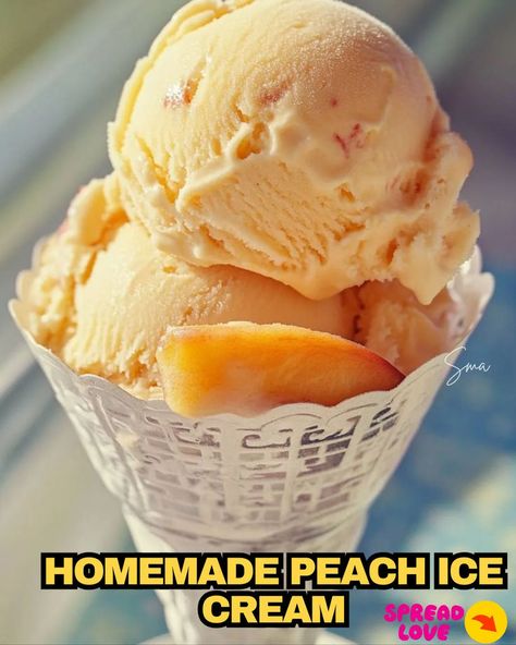 Homemade Peach Ice Cream Peach Ice Cream Homemade, Homemade Ice Cream Recipe, Ice Cream Homemade, Homemade Peach Ice Cream, Baked Meatloaf, Mexican Casserole Recipe, Chocolate Chip Pecan Cookies, Peach Ice Cream, Cheesecake Mousse