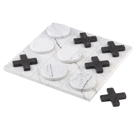 The Home Collective Tic Tac Toe Game Marble Ornament | Temple & Webster Marble Board Game, Naughts And Crosses, Marble Ornaments, Coffee Table Games, Soap Stone, Marble Board, Marble Top Coffee Table, Stone Ideas, Smart Glass