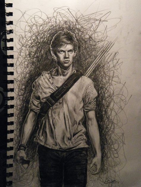 I don't know who drew this but it's a great drawing! I wish I could draw, but I can barely draw a stick figure lol. Maze Runner Thomas, Maze Runner The Scorch, Maze Runner Trilogy, Newt Maze Runner, Maze Runner Series, The Maze Runner, Thomas Sangster, Thomas Brodie Sangster, Newt