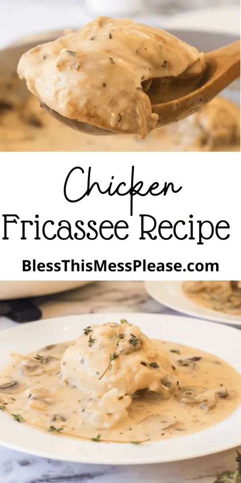 Chicken Fricassee is a classic French dish combines tender chicken pieces with a rich, flavorful sauce and a medley of vegetables. Chicken Fricasse Recipe, Chicken Francaise Recipe, Quick Chicken Dinner, Chicken Fricassee, Chicken Breast Recipes Baked, Chicken Dishes Easy, Classic French Dishes, Buttered Noodles, Chicken Pieces