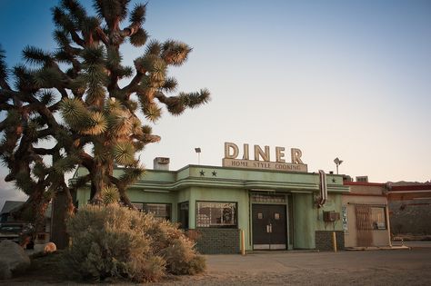 diner | This should look familiar to Lady Gaga fans - the di… | Flickr Deserted Town Aesthetic, Small Desert Town Aesthetic, Desert Town Aesthetic, Small Desert Town, Southwestern Gothic, Marquee Lighting, Fabulous Killjoys, Diner Sign, Desert Town