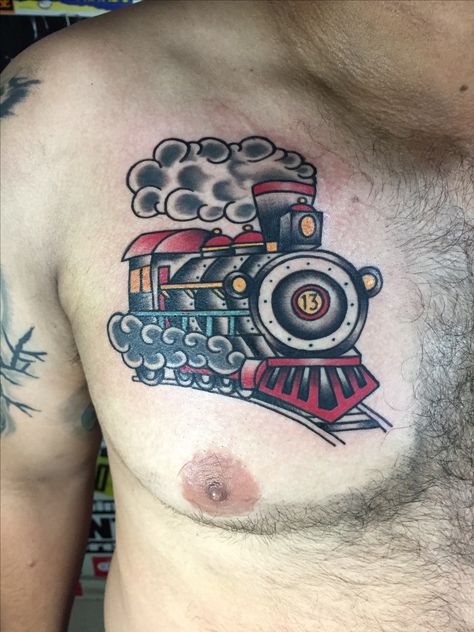 American Traditional Train Tattoo, Freight Train Tattoo, Reference Tattoo, Train Tattoo, American Traditional, Traditional Tattoo, Skull Tattoo, Tattoo Ideas, Train