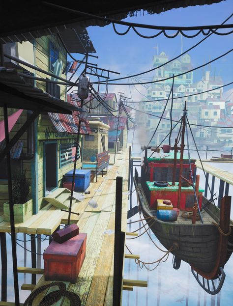 ArtStation - Floating Village, Briea Dowse Floating Village, Village Girl, Run It, Unreal Engine, In 3d, Painter, Floating, Layout, Deviantart