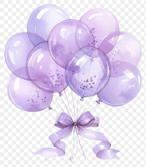 Purple Bow Aesthetic, Coquette Balloons, White And Purple Aesthetic, Birthday Balloons Png, Purple Coquette, Balloons Illustration, Balloon Drawing, Lilac Balloons, Purple Png