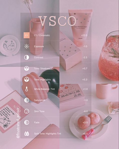 Pink Aesthetic Filter, Pink Vsco Filter, Vsco Filter Aesthetic, Filters Vsco, Vsco Themes, Pink Filter, Vintage Photo Editing, Easy Photography Ideas, Phone Photo Editing