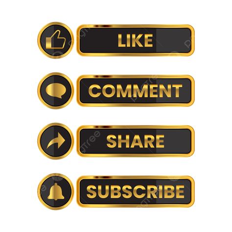 Subscribe Button Png, Subscribe Png, Comment Button, Like Share Subscribe, Subscribe Button, Like Comment Share, Golden Color, Png Clipart, Transparent Background