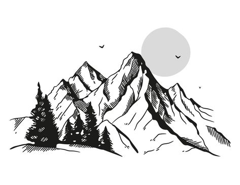 Free Vector | Hand drawn mountain outline illustration Mountain Outline, Art Outline, Japanese Graphic, Mountain Drawing, Outline Illustration, Drawing Sketching, Japanese Graphic Design, Line Illustration, Colorful Landscape