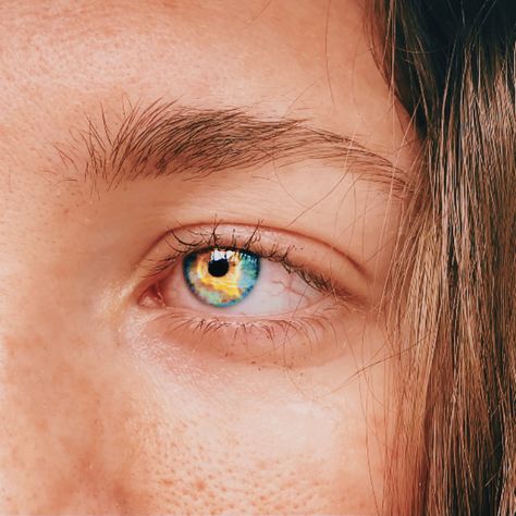 Blue And Yellow Eyes Heterochromia, Blue Gold Eyes, Blue Eyes With Yellow Center, Blue And Gold Eyes, Blue And Yellow Eyes, Ashryver Eyes, Sam Cortland, Eye Color Chart, Blue Eye Color