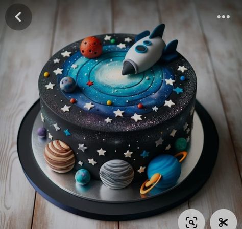 Simple Space Cake, Birthday Cake Space Theme, Universe Cake Ideas, Astronomy Cake, First Trip Around The Sun Birthday Cake, Outer Space Cakes, Space Cake Ideas, Planet Cookies, Moon Birthday Cake