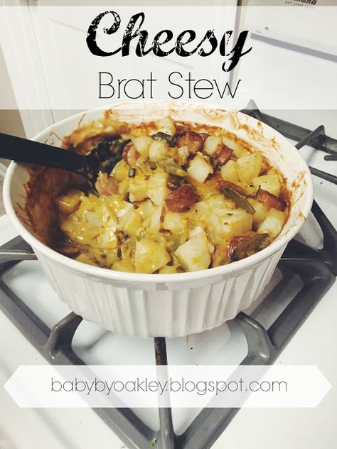 Cheesy Brat Stew. Easy dinner recipe, short ingredient list, and easy prep! Baked Brats, Stew Easy, Crock Pots, Diner Recipes, Easy Dinner Recipe, Ingredient List, Fun Cooking, Stew Recipes, Dinner Recipe