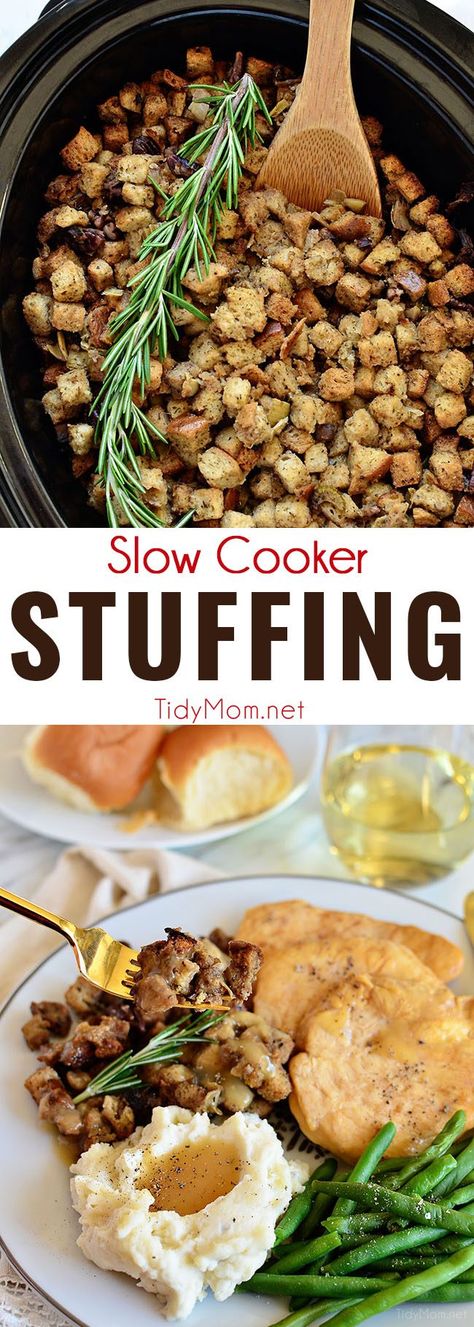 Slow Cooker Stuffing, Thanksgiving Slow Cooker, Crockpot Stuffing, Oven And Stove, Best Slow Cooker, Holiday Meal, Stuffing Recipes, Crock Pot Slow Cooker, Toasted Pecans